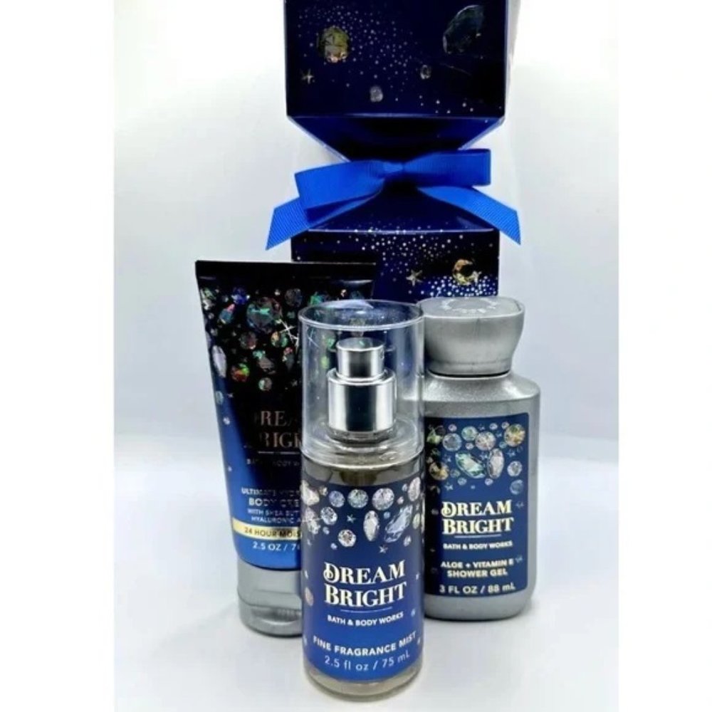 Bath & Body Dream Bright Gift Set - Shower Gel Body Cream Fragrance Mist Minis